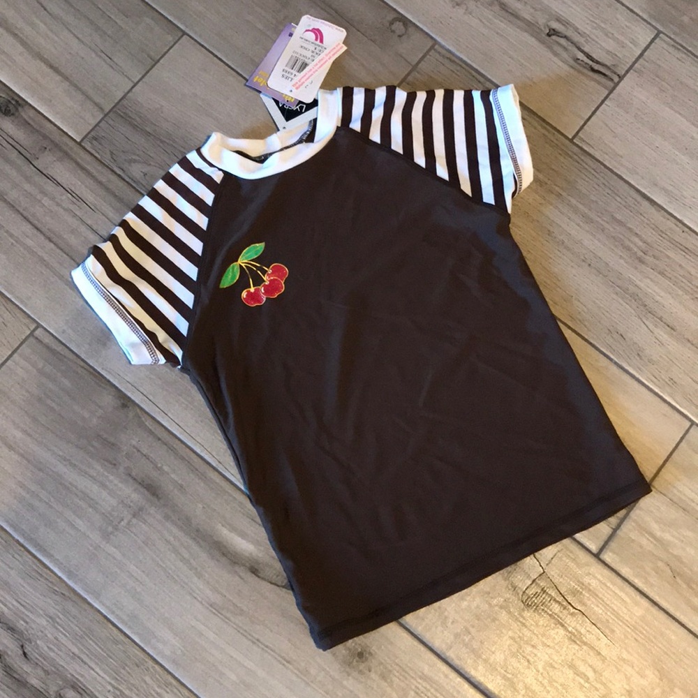 Kids UPF Protection Brown/White Striped Rash Guard - Picture 2 of 8